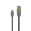 Kaabel USB 3.2 Lindy Anthra Line C-A, 0,15 m, must