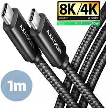 Kaabel USB-C Axagon BUCM4X-CM10AB, 1 m, must
