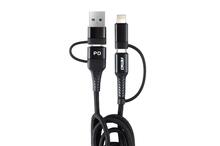 Kaabel USB AMiO UC-15, USB-A + USB-C - USB-C + Lightning, 1 m, must