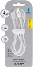 Kaabel USB-C Blavec Candy CCA-CC3W10, PD 60W 3A, 1 m, valge