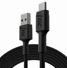 Kaabel USB-A/USB-C Green Cell KABGC22, 1,2 m, must