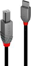 Kaabel USB-C/USB-B Lindy 36940, 0.5 m, must