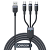 Kaabel USB-A Joyroom Multi-Use Series S-A18 3in1 (Lightning/USB-C/mikro USB), 0,3 m, must