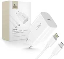 Laadija Tech-Protect NC20W, PD 20W, 1-Port, USB-C - Lightning kaabel 100 cm, valge