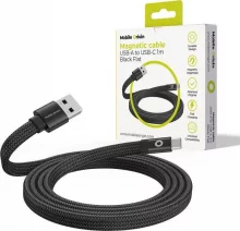 Kaabel USB-A - USB-C Mobile Origin Magnetic Flat, 1 m, must