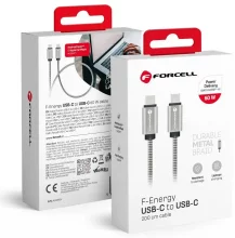 Kaabel USB-C Forcell F-Energy C237, 2 m, 60W, hõbe