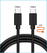 Kaabel USB-C Alburnus, 3 m, must