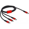 Kaabel USB-A Delock 3 in 1 Type-C/Micro USB/Lightning, 1 m, must-punane