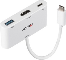 Adapter USB-C/HDMI Lindy 43340, 0,18 m, valge