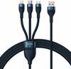 Kaabel 3in1 Baseus Flash serija, USB-C + micro USB + Lightning, 1,2 m, sinine