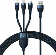 Kaabel 3in1 Baseus Flash serija, USB-C + micro USB + Lightning, 1,2 m, sinine
