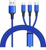 Kaabel 3 in 1 PremiumCord ku31PO01, USB-A, USB-C, microUSB, 1.2 m, sinine