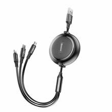 Kaabel 3-in-1 Baseus Golden Loop CAMLT-JH01, 35 cm - 120 cm, must