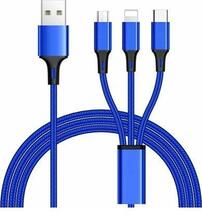 Kaabel 3 in 1 PremiumCord ku31PO01, USB-A, USB-C, microUSB, 1.2 m, sinine