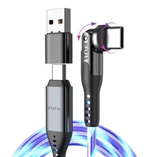 Kaabel USB-C Statik PowerPivot Pro, 2 m, must, LED-valgustusega
