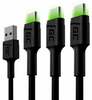 Kaablite komplekt USB-A/USB-C Green Cell KABGCSET02, 1,2 m