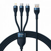 Kaabel 3in1 Baseus Flash CASS040003, USB-C/Micro/Lightning, 1,2 m, sinine