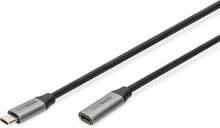 USB-C pikenduskaabel Digitus DB-300230-010-S, 1 m, must/hall