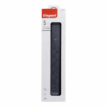 Pikendusjuhe Legrand, 5x2PZ + USB A/C, 1,5 m, must