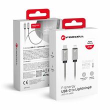 Kaabel Forcell F-ENERGY C238 USB-C į Lightning PD 3A 27W 2 m, hõbe