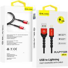 Kaabel Blavec CRA-UL15BR20 Raptor braided USB to Lightning 2 m, must-punane