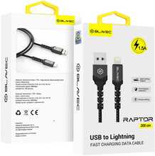 Kaabel Blavec Raptor braided USB į Lightning CRA-UL15BG20, 2 m, must-hall