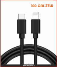 Kaabel Alburnus Lightning/USB Type-C 100 cm, must, 27 W