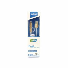 USB kaabel Tellos TPE 2in1 microUSB-Lightning, 1,2 m, kuldne