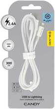 Kaabel Blavec CCA-UL24W30 Candy braided USB į Lightning 3 m, valge