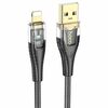 Kaabel Hoco U121 USB A - Lightning 1,2 m, must läbipaistev