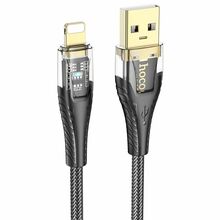 Kaabel Hoco U121 USB A - Lightning 1,2 m, must läbipaistev