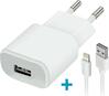 Laadija Forever TC-01 1x USB 1A, valge koos Lightning kaabliga