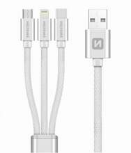 Kaabel Swissten SV0153259010 3in1 USB-C, Lightning, MicroUSB 1,2 m, hõbe