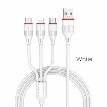 USB kaabel Borofone BX17 3in1 microUSB-Lightning-Type-C, valge