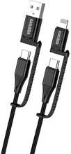 Kaabel Kaku KSC-654 Tuojie 4 in 1 USB + Type C to Type C + Lightning, 1,2 m, must