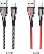 Kaabel Borofone Highway USB-Lightning, 1,2 m, must/punane