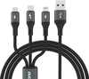 Kaabel Dudao L3E 3-in-1 60W MicroUSB, USB-C, Lightning 1,2 m, must