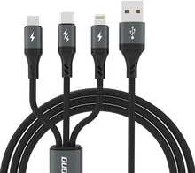 Kaabel Dudao L3E 3-in-1 60W MicroUSB, USB-C, Lightning 1,2 m, must
