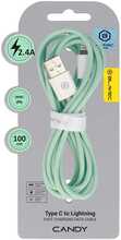 Kaabel Blavec CCA-UL24GN10 Candy braided USB to Lightning 1 m, roheline