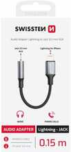 Audio adapter Swissten Lightning - 3,5 mm AUX, 15 cm, must