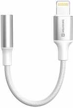 Adapter Swissten Textile Lightning - 3,5 mm jack, 15 cm, valge