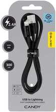 Kaabel Blavec CCA-UL24B30 Candy braided USB to Lightning 3 m, must
