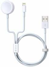 Kaabel Devia MKLG2ZM/A Smart 2in1 USB to Apple Lightning koos juhtmevaba laadijaga, 1 m, valge