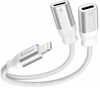 Adapter Swissten Textile Lightning Audio Charging Adapter 2x Lightning 0,12 m
