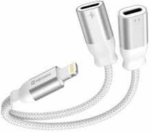 Adapter Swissten Textile Lightning Audio Charging Adapter 2x Lightning 0,12 m
