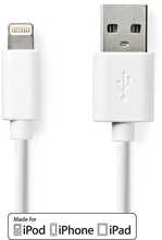 USB, Lightning kaabel Nedis CCGL39300WT10, 1 m, valge