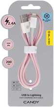 Kaabel Blavec CCA-UL24P20 Candy braided USB į Lightning, 2 m, roosa