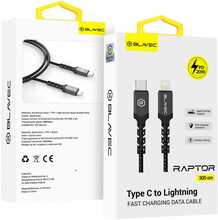 Kaabel Blavec Raptor braided Type C to Lightning CRA-CL24BG30, 3 m, must-hall