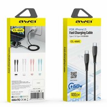 USB kaabel Awei CL-182i Type-C – Lightning 1,0 m, valge
