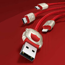 Kaabel Baseus CASX010009 Year of the Tiger 3 in 1 USB to Type C, Lightning, Micro USB, 1,2 m, punane